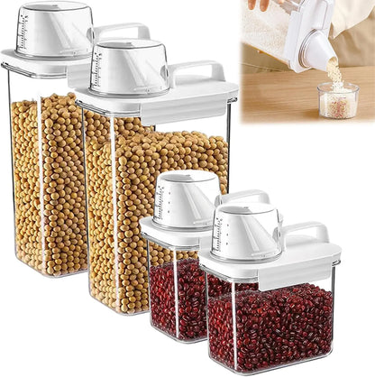 Airtight Reusable Cereal Storage Container Set with Kitchen Organizers (2 Pieces: 2300ml and 1100ml)