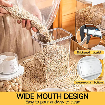 Airtight Reusable Cereal Storage Container Set with Kitchen Organizers (2 Pieces: 2300ml and 1100ml)