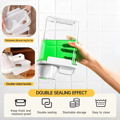 Airtight Reusable Cereal Storage Container Set with Kitchen Organizers (2 Pieces: 2300ml and 1100ml)