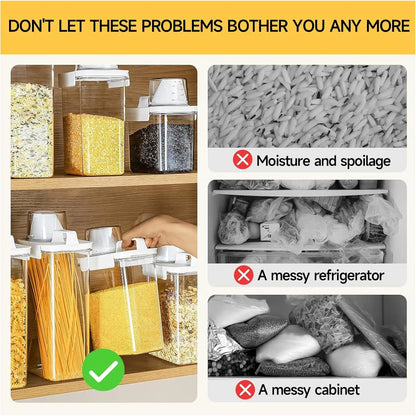 Airtight Reusable Cereal Storage Container Set with Kitchen Organizers (2 Pieces: 2300ml and 1100ml)