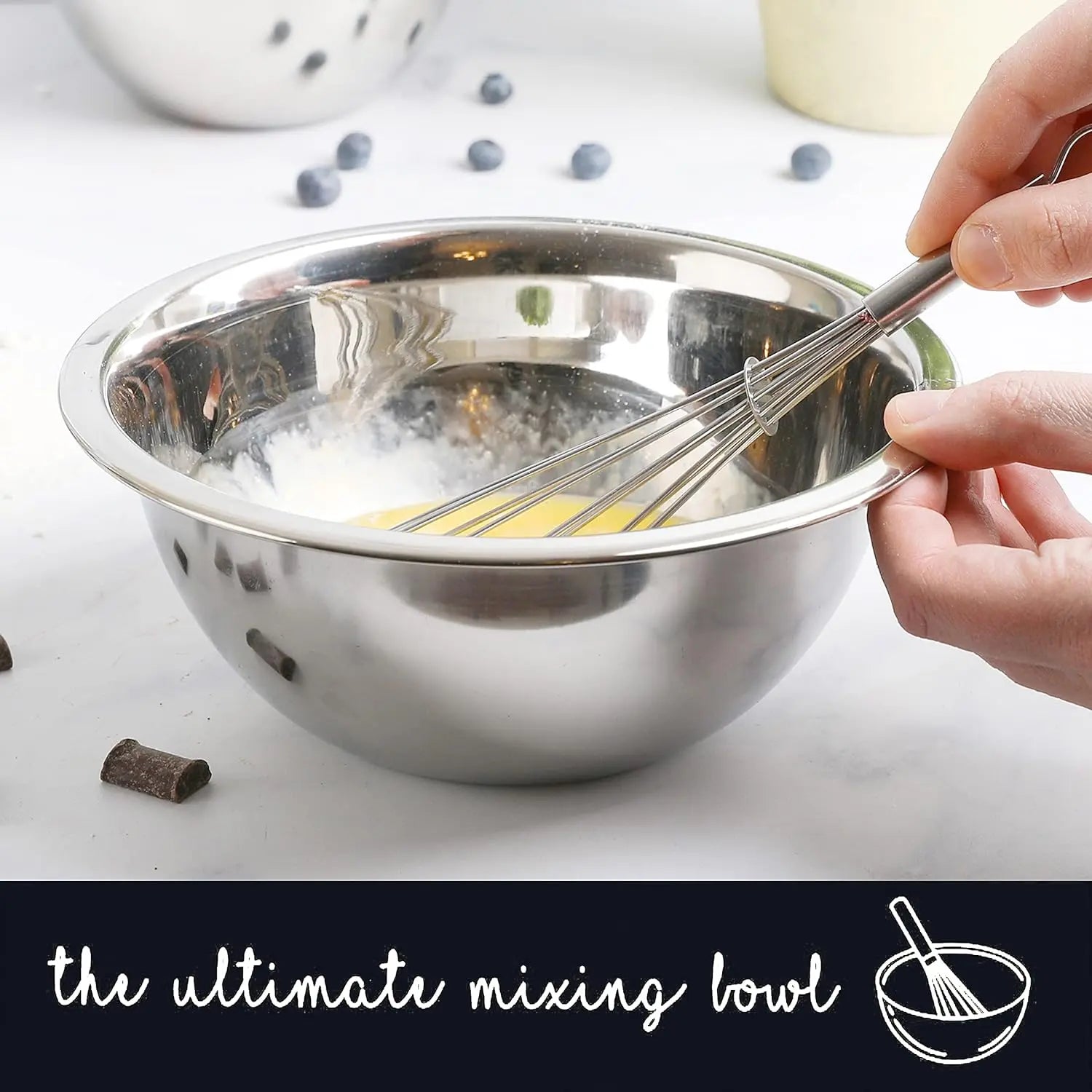 Elevate Your Kitchen with WHYSKO's 5-Piece Ecofriendly Stainless Steel Mixing Bowl Set - Perfect for Meal Prep and Food Storage!