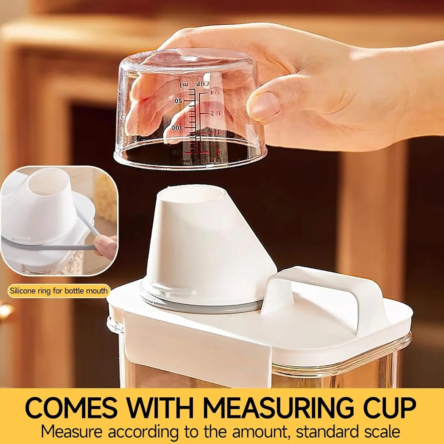 Airtight Reusable Cereal Storage Container Set with Kitchen Organizers (2 Pieces: 2300ml and 1100ml)