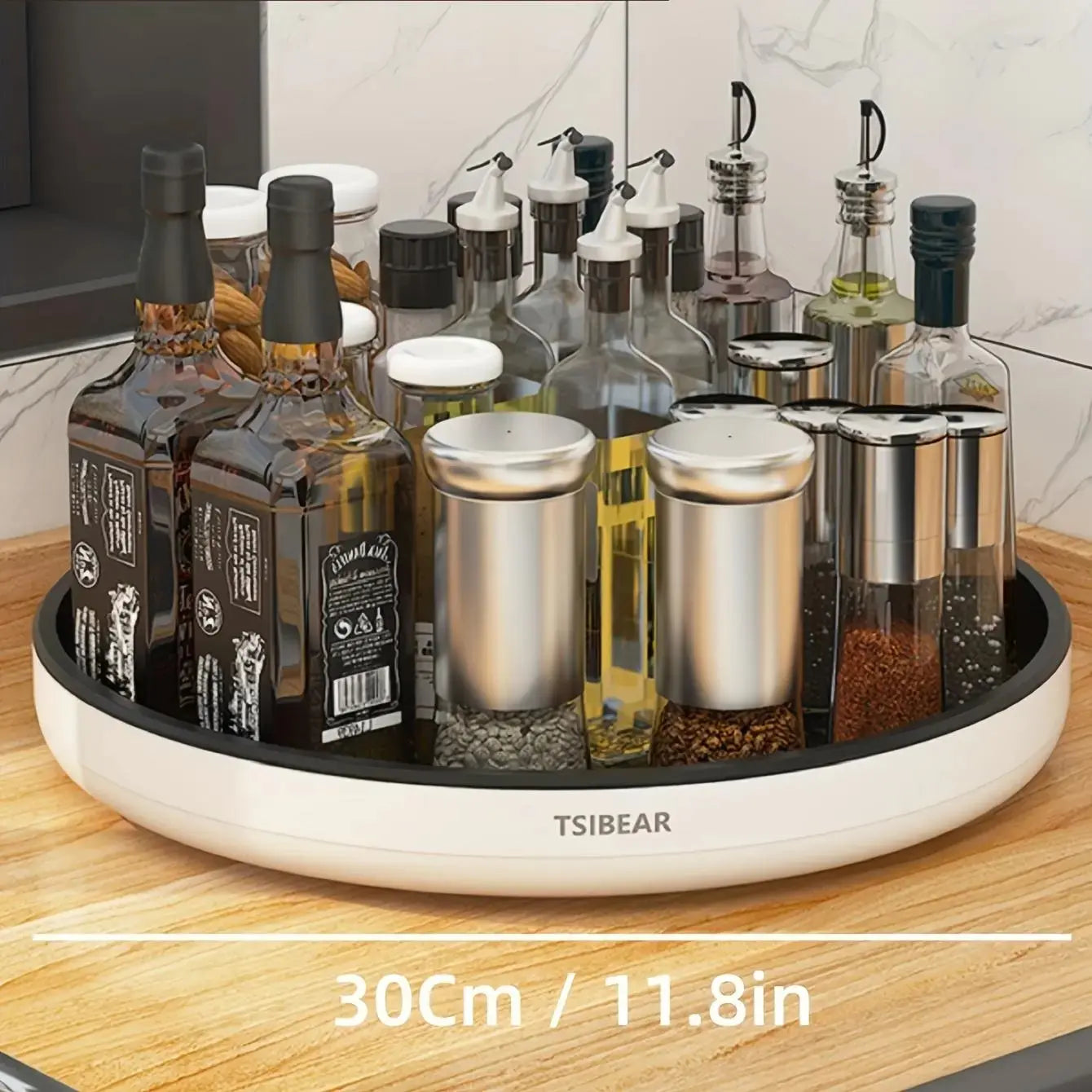 Rotatable Kitchen Spice Rack - Versatile Cabinet Organizer for Seasonings, Oils, Sauces, and Vinegar Bottles